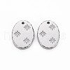 304 Stainless Steel Micro Pave Clear Cubic Zirconia Pendants STAS-N097-114P-NR-1