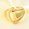 Brass Micro Pave Cubic Zirconia Adjustable Open Cuff Rings for Women RJEW-K292-12G-1