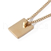 Titanium Steel Initial Letter Rectangle Pendant Necklace for Men Women NJEW-E090-01G-25-3