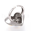 Brass Micro Pave Cubic Zirconia Adjustable Open Cuff Rings for Women RJEW-N051-07GP-3