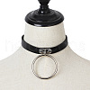 Alloy Ring Pendant PU Leather Choker Necklaces for Women FS-WGA2FAB-01-1