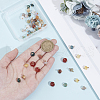DELORIGIN 48Pcs 12 Styles Mixed Gemstone Rondelle Charms with Rack Plating Brass Loops FIND-DR0001-37-3