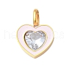 304 Stainless Steel Micro Pave Cubic Zirconia Pendants STAS-D364-03G-1