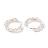 Natural Pearl Wire Wrapped Beaded Hoop Earrings for Women EJEW-JE04758-03-4