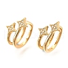 Brass Micro Pave Clear Cubic Zirconia Cuff Earrings EJEW-F370-04G-3