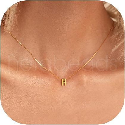 Stainless Steel Initial Pendant Box Chain Necklaces for Women FS-WG8229D-18-1