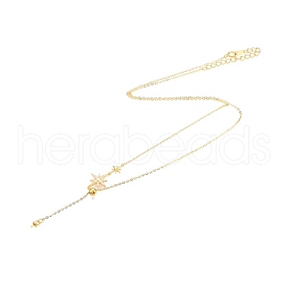 925 Sterling Silver Clear Cubic Zirconia Star Tassel Necklace Making STER-T007-106G-1
