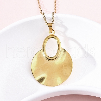 Fan 304 Stainless Steel Pendant Necklaces NJEW-M096-23G-1