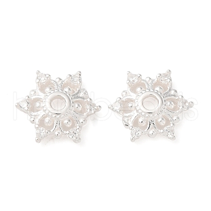 S925 Sterling Silver Cubic Zirconia Bead Caps STER-A047-06S-1