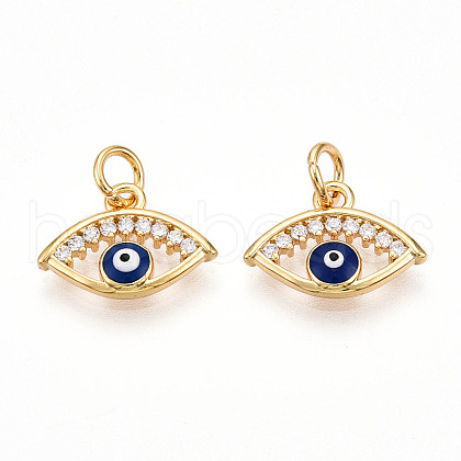 Brass Micro Pave Cubic Zirconia Charms KK-N257-21G-1