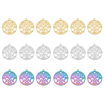 DICOSMETIC 18Pcs 3 Colors 304 Stainless Steel Pendants STAS-DC0011-73-1