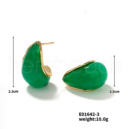 Cute Stainless Steel Vintage Teardrop Geometric Stud Earrings for Women WI0864-3-1