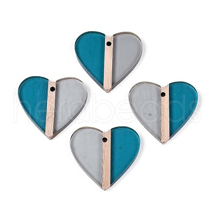 Transparent Resin & Wood Pendants RESI-T057-56A-1