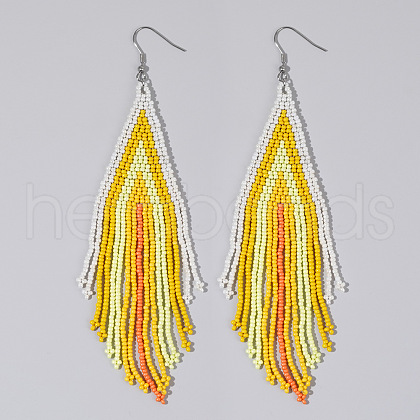 Bohemian Style Handmade Beaded Tassel Earrings for Women JF0314-10-1