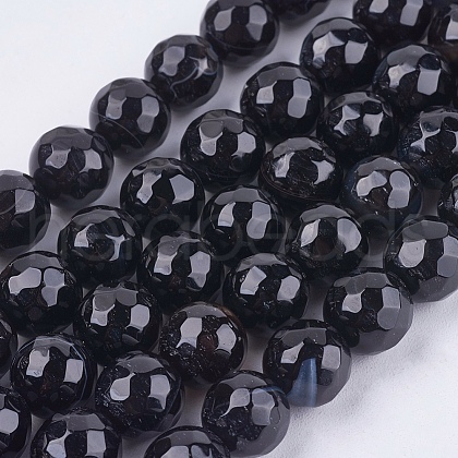 Natural Madagascar Black Agate Bead Strands G-N213C-56-1