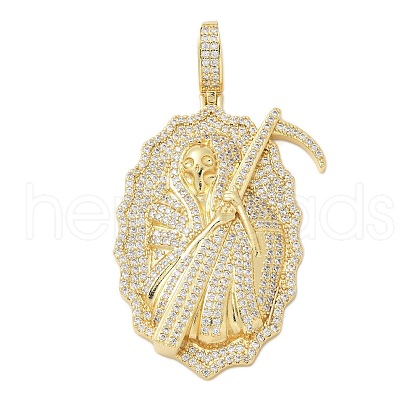 Brass Micro Pave Cubic Zirconia Pendants KK-P293-35A-G-1