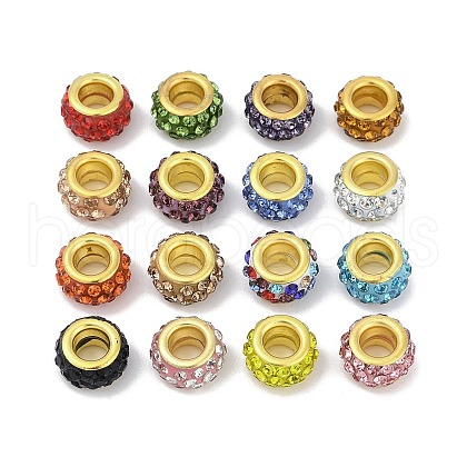 Alloy Rhinestone Clay Pave Beads ALRI-D300-04G-1