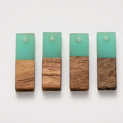 Transparent Resin & Walnut Wood Pendants RESI-S358-79B-B03-1