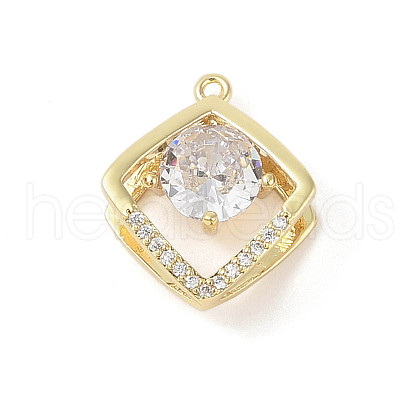Brass Micro Pave Clear Cubic Zirconia Pendants KK-L214-03G-1
