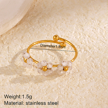 Flower 304 Stainless Steel with Cubic Zirconia Cuff Rings for Women FS-WG31CBD-01-1
