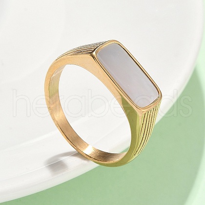 316L Stainless Steel Shell Finger Rings for Women RJEW-U054-01C-G-1
