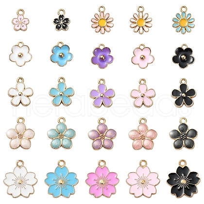 25Pcs 25 Styles Light Gold Plated Alloy Enamel Pendants ENAM-YW0004-33-1