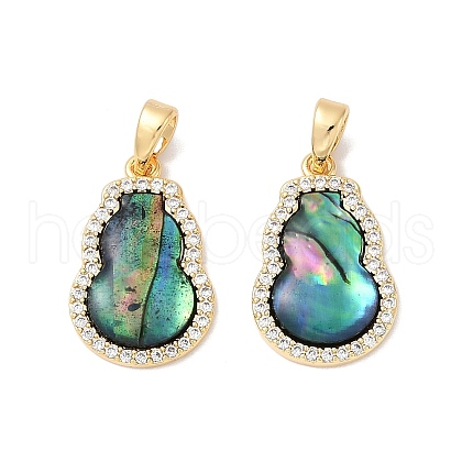 Brass Micro Pave Clear Cubic Zirconia Pendants KK-Q030-08G-1