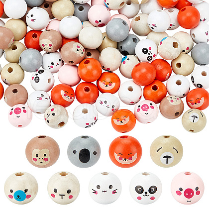 Olycraft 90Pcs 9 Colors Wood European Style Beeds WOOD-OC0003-74-1