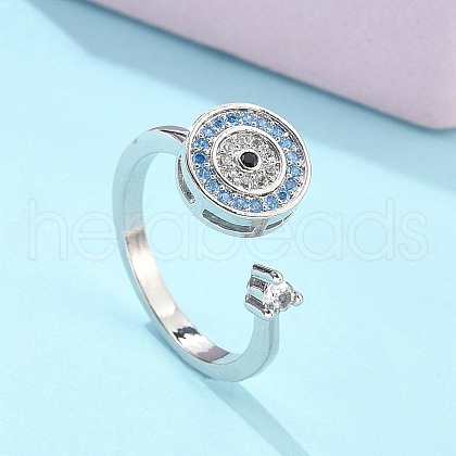 Rotatable Open Ring with Cubic Zirconia RJEW-Q776-02P-01-1