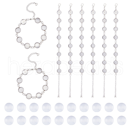 8Pcs Round 304 Stainless Steel Cabochon Setting Bracelets BJEW-AB00017-1