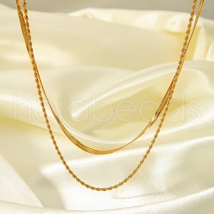 Fashionable Stainless Steel Double Layer Necklaces for Women VZ1613-1-1