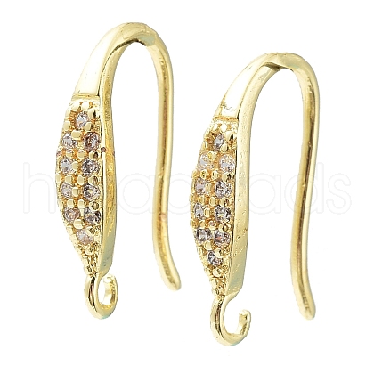 Brass Micro Pave Clear Cubic Zirconia Earring Hooks KK-R149-21G-1