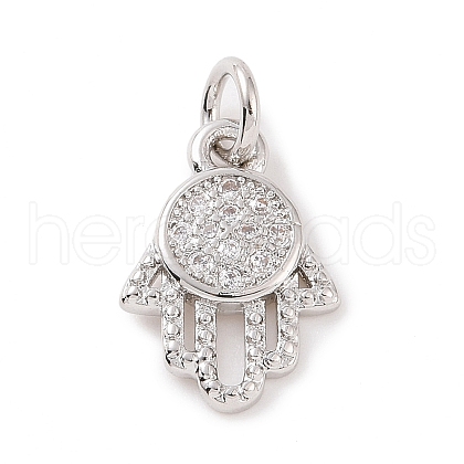 Brass Micro Pave Cubic Zirconia Palm Charms KK-C012-22P-1