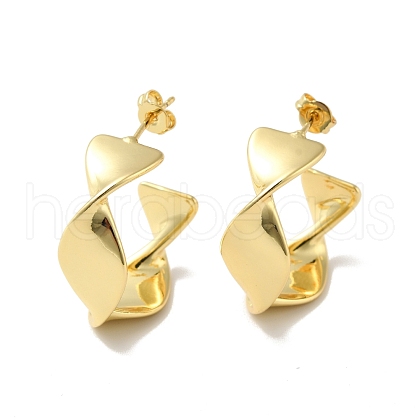 Rack Plating Brass Twist Wrap Stud Earrings EJEW-I268-02G-1