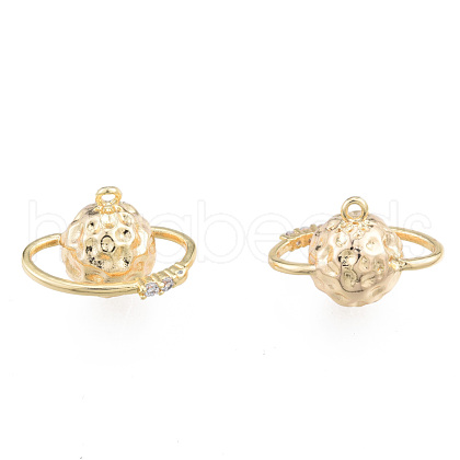 Brass Micro Pave Clear Cubic Zirconia Pendants KK-N231-397-1