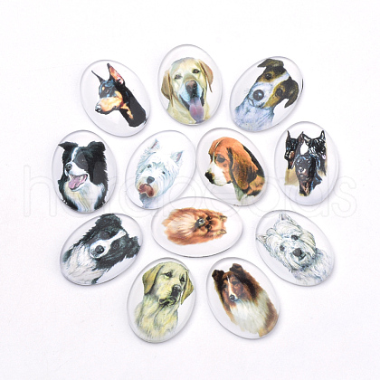 Puppy Photo Flatback Glass Cabochons X-GGLA-S034-25x18-034-1