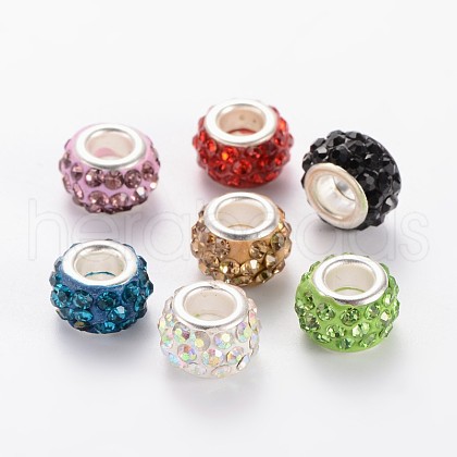  Polymer Clay Rhinestone European Beads CPDL-NB0001-05-1
