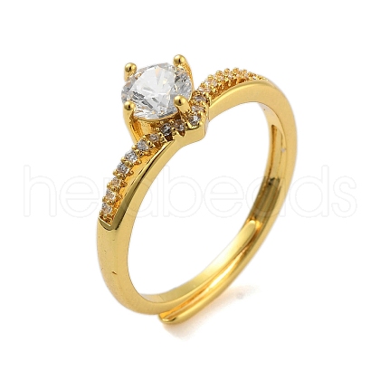 Mother's Day Rings Clear Cubic Zirconia Adjustable Rings RJEW-L120-018G-01-1