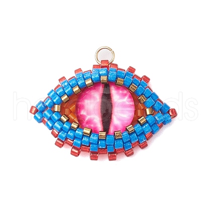 Seed Beads Beaded Charms PALLOY-MZ00274-1