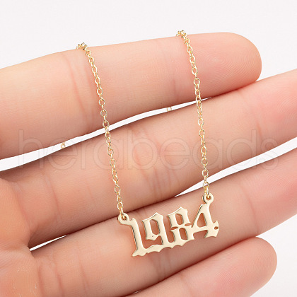 1984 Birth Year Number 201 Stainless Steel Pendant Cable Chain Necklaces FS-WGB5F08-76-1