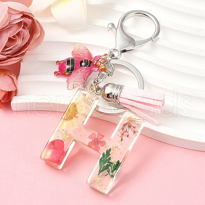 Resin & Acrylic & Faux Suede Tassel Keychain KEYC-YW00125-08-1