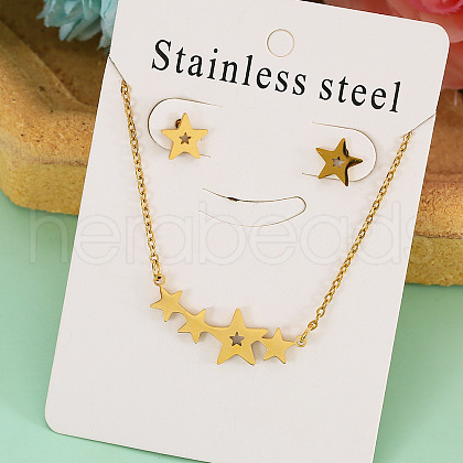 Stainless Steel Pendant Necklace & Stud Earring FS-WGABA87-02-1