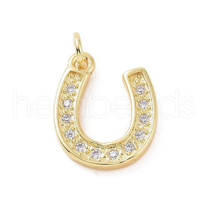 Brass Micro Pave Cubic Zirconia U Shape Charms KK-C012-24G-1