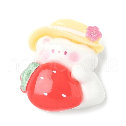 Strawberry Bear Theme Opaque Resin Cabochons CRES-D301-01E-1