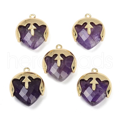 Natural Amethyst Faceted Pendants G-K347-09G-03-1