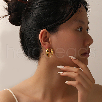Oval Stainless Steel Stud Earrings NZ7895-1