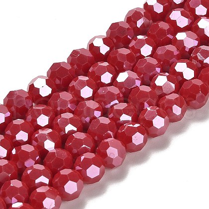 Electroplate Opaque Glass Beads Strands EGLA-A035-P8mm-A16-1