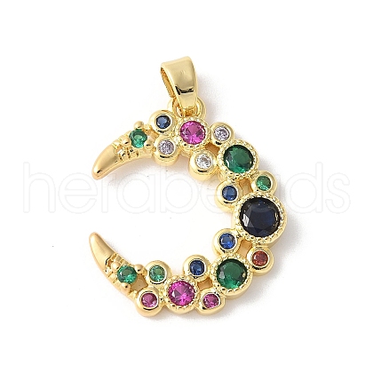 Brass Micro Pave Cubic Zirconia Pendants KK-K403-02G-01-1