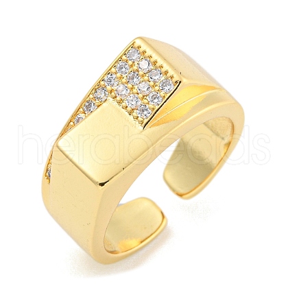 Clear Cubic Zirconia Wide Open Cuff Ring RJEW-L121-008G-1