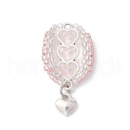Glass Seed Beaded Hot Air Balloon Pendants PALLOY-MZ00662-02-1